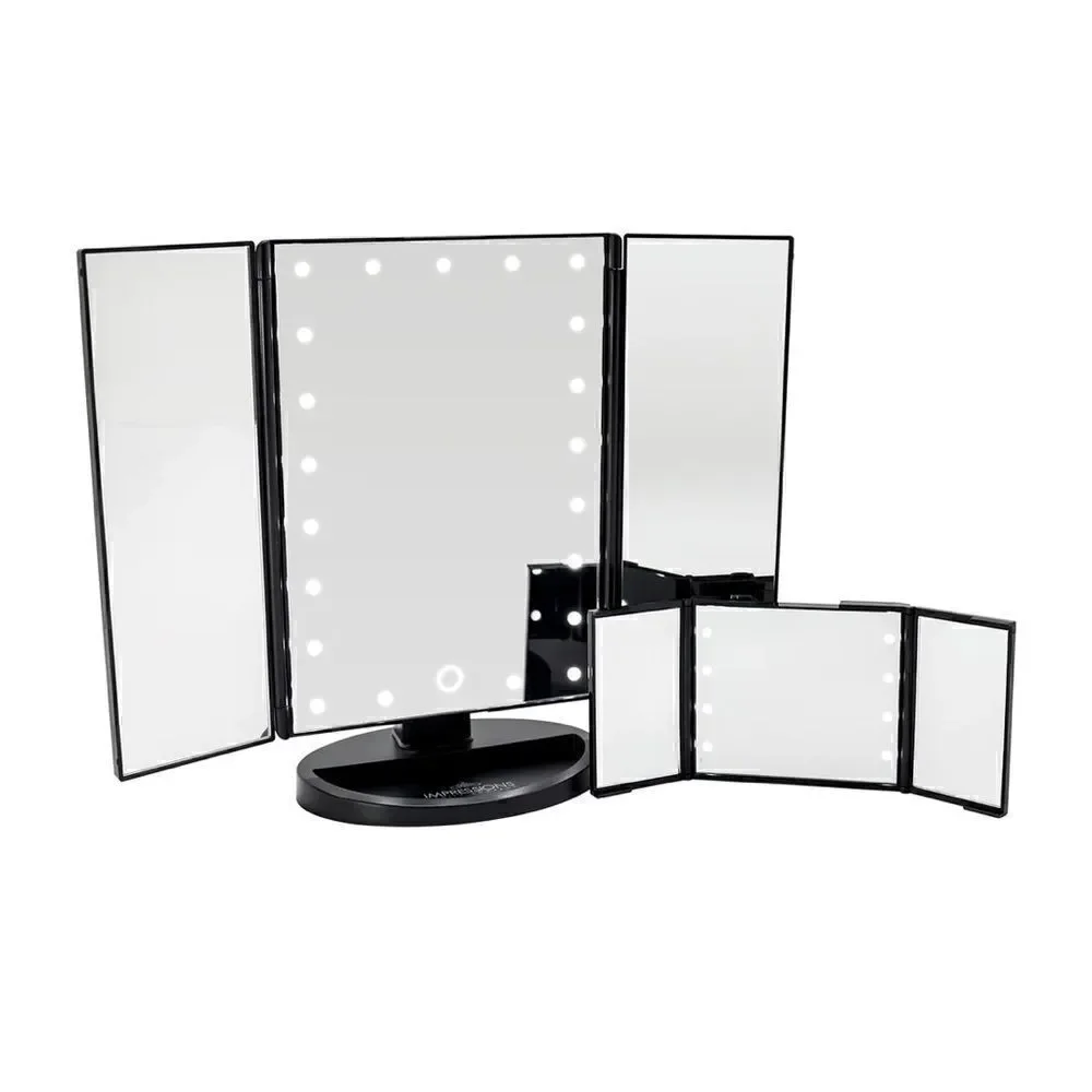 Impressions Vanity Touch and Go Trifold Mirror Bundle in Matte Black